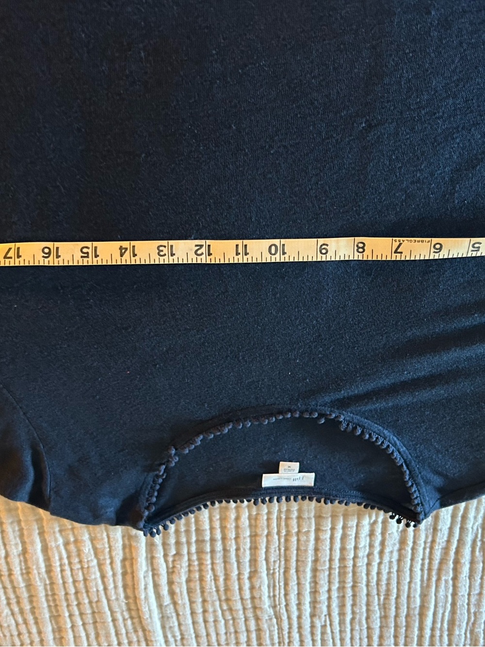 J. Jill Navy Knit Top with Pom-Trim Crew Neck - Picture 2 of 6